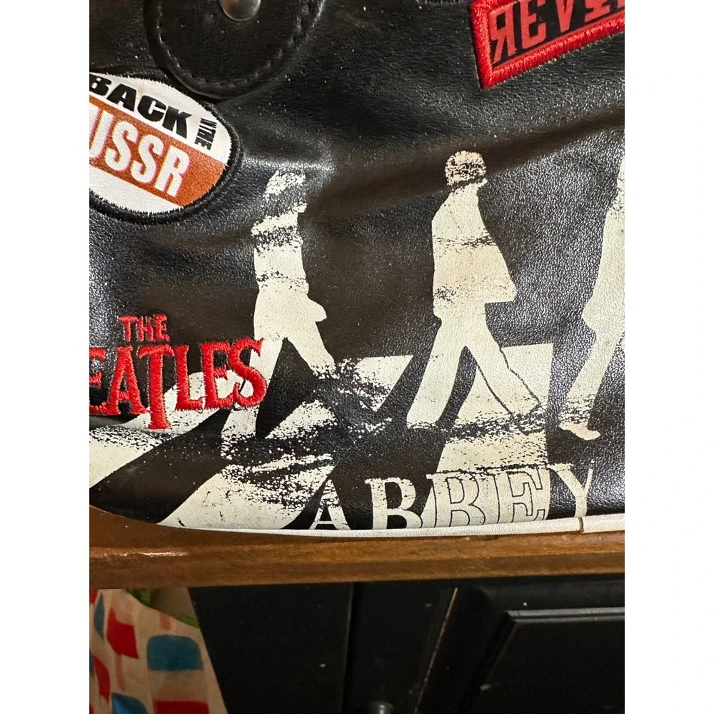 The Beatles Abbey Road Black Faux Leather Bowler Bag Satchel Rock Band Patches - Picture 11 of 11